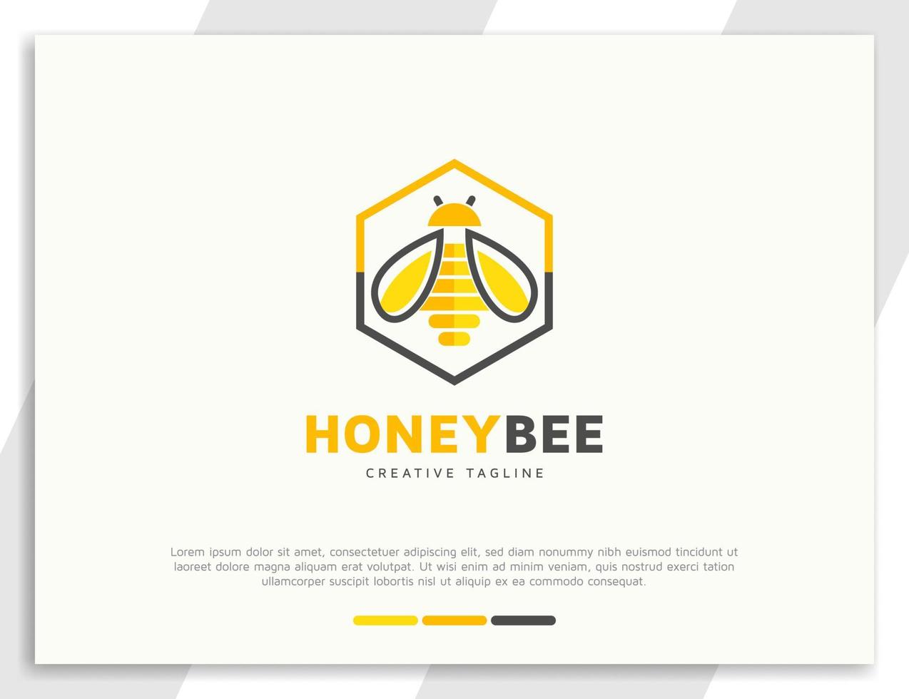 Hexagonal Honey bee and hive logo illustration vector