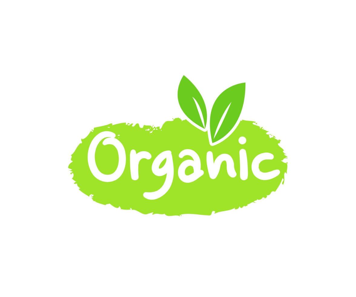 etiqueta de alimentos orgánicos, insignia o icono de productos frescos y naturales de granja para el mercado de alimentos, plantilla de promoción de productos orgánicos, comida y bebida de calidad para una vida saludable, icono de comida vegetariana vector
