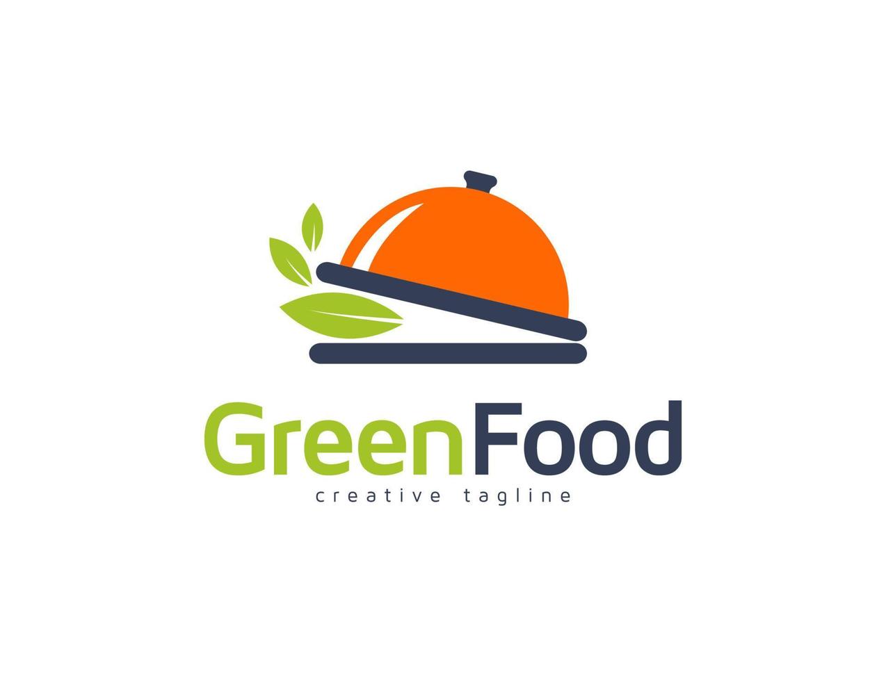Fresh green food logo with leaves illustration design vector
