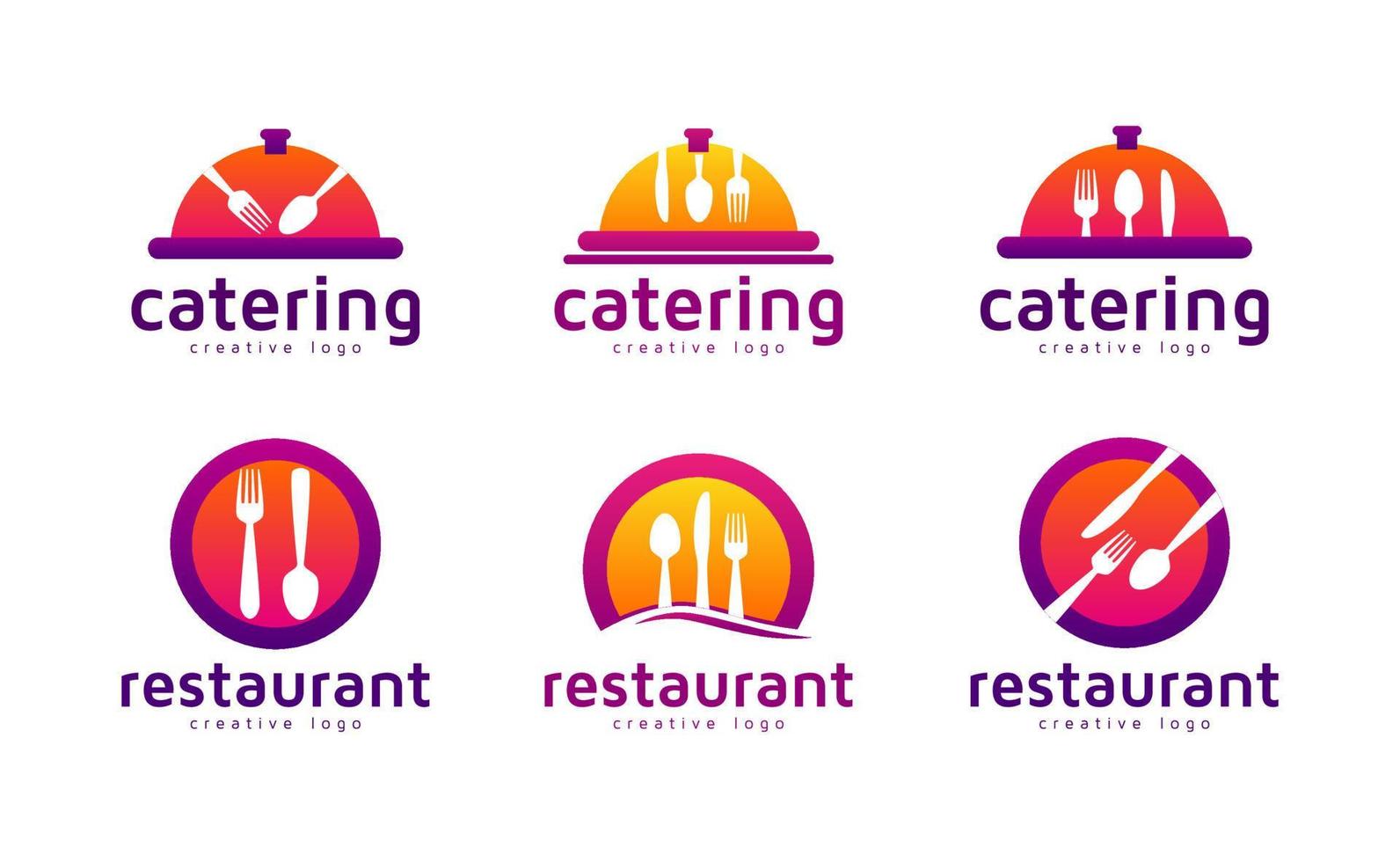 restaurante de comida o conjunto de colección de logotipos de catering vector