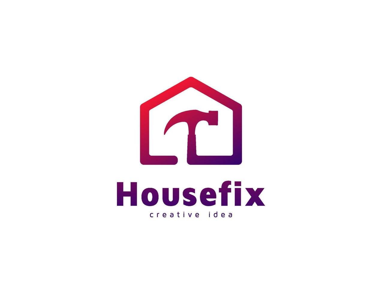 Modern house and hammer logo design concept template vector