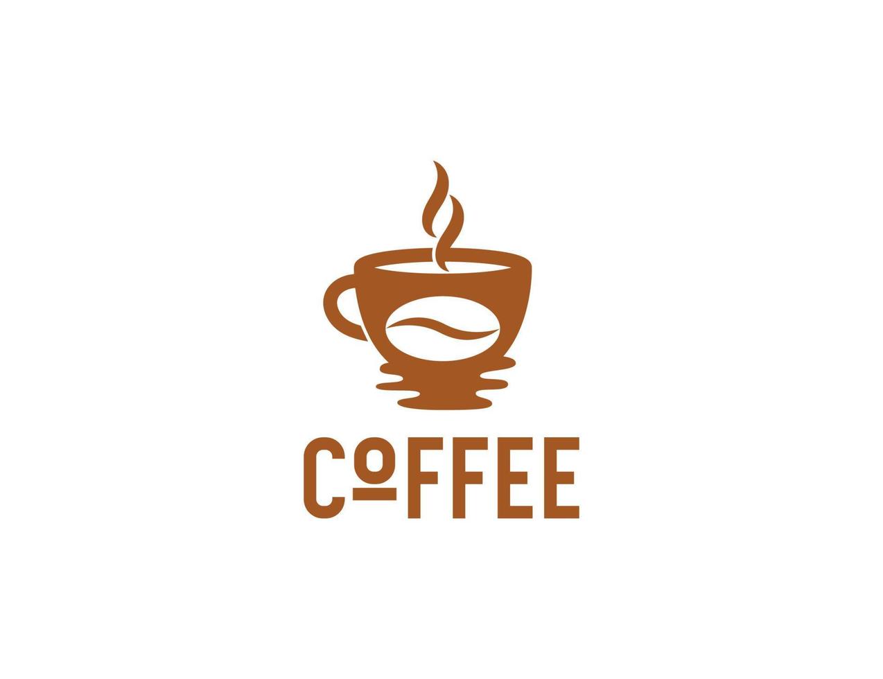 Hot coffee drink logo with mug illustration vector