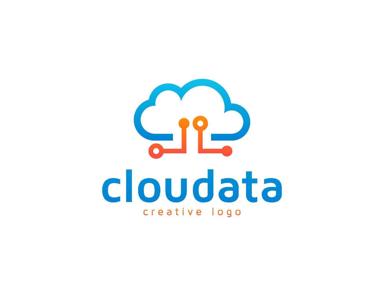 Cloud and technolgy data symbol logo design template vector