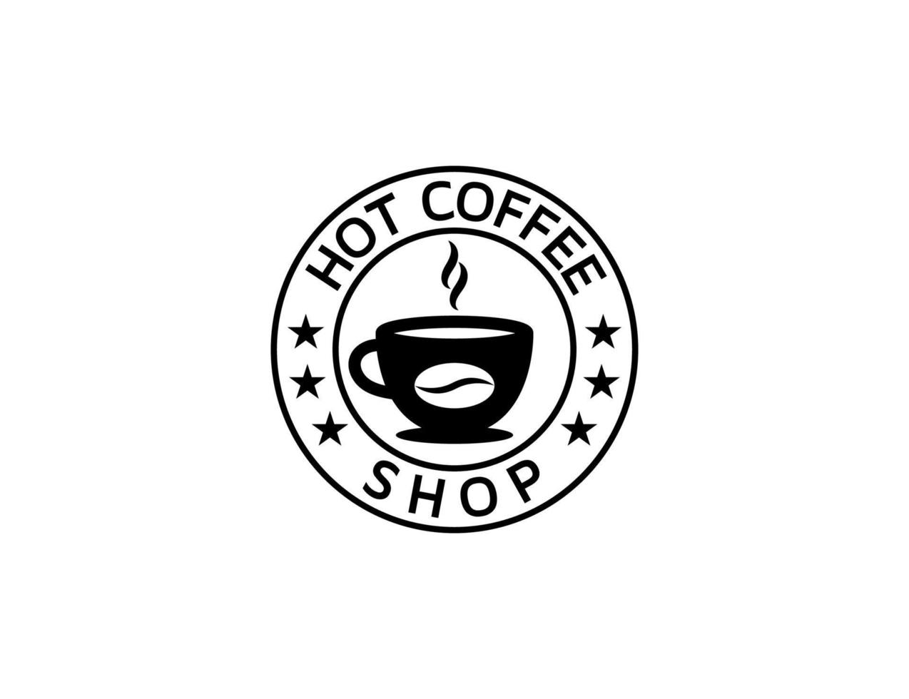 Vintage hot coffee drink shop logo design vector