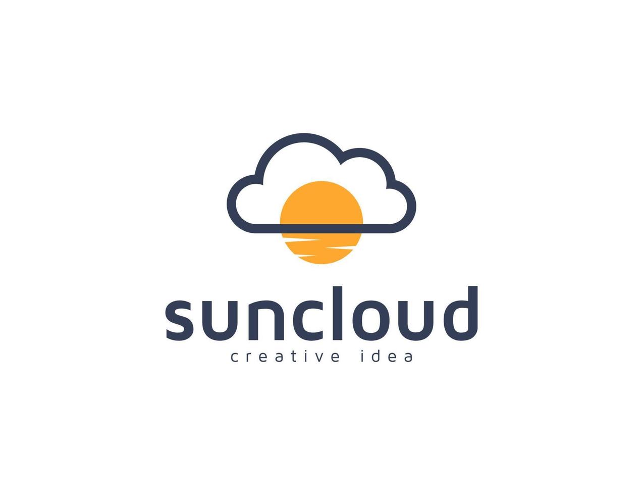 Cloud and sun logo illustration design template vector