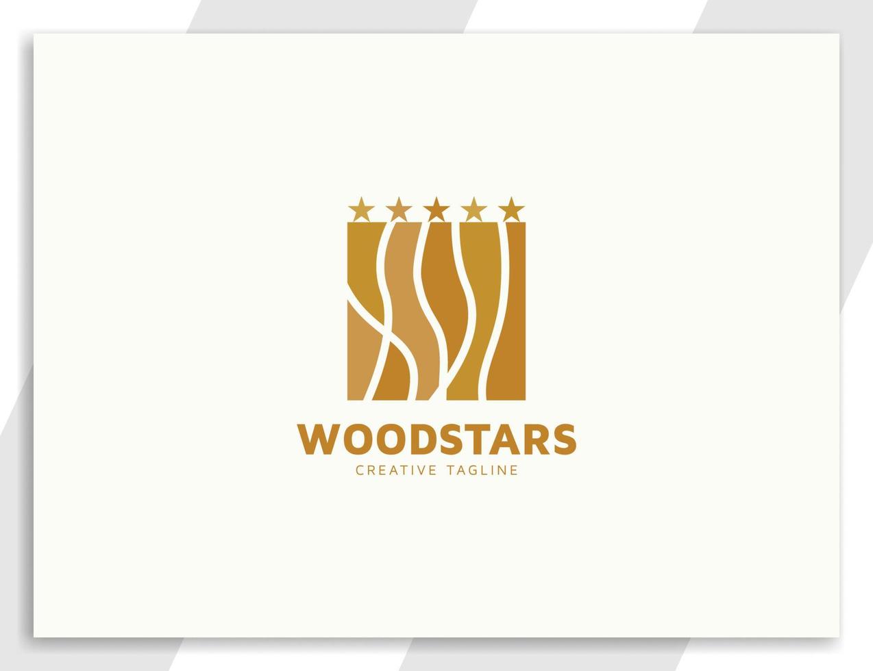 diseño de logotipo de símbolo de madera con estrellas vector