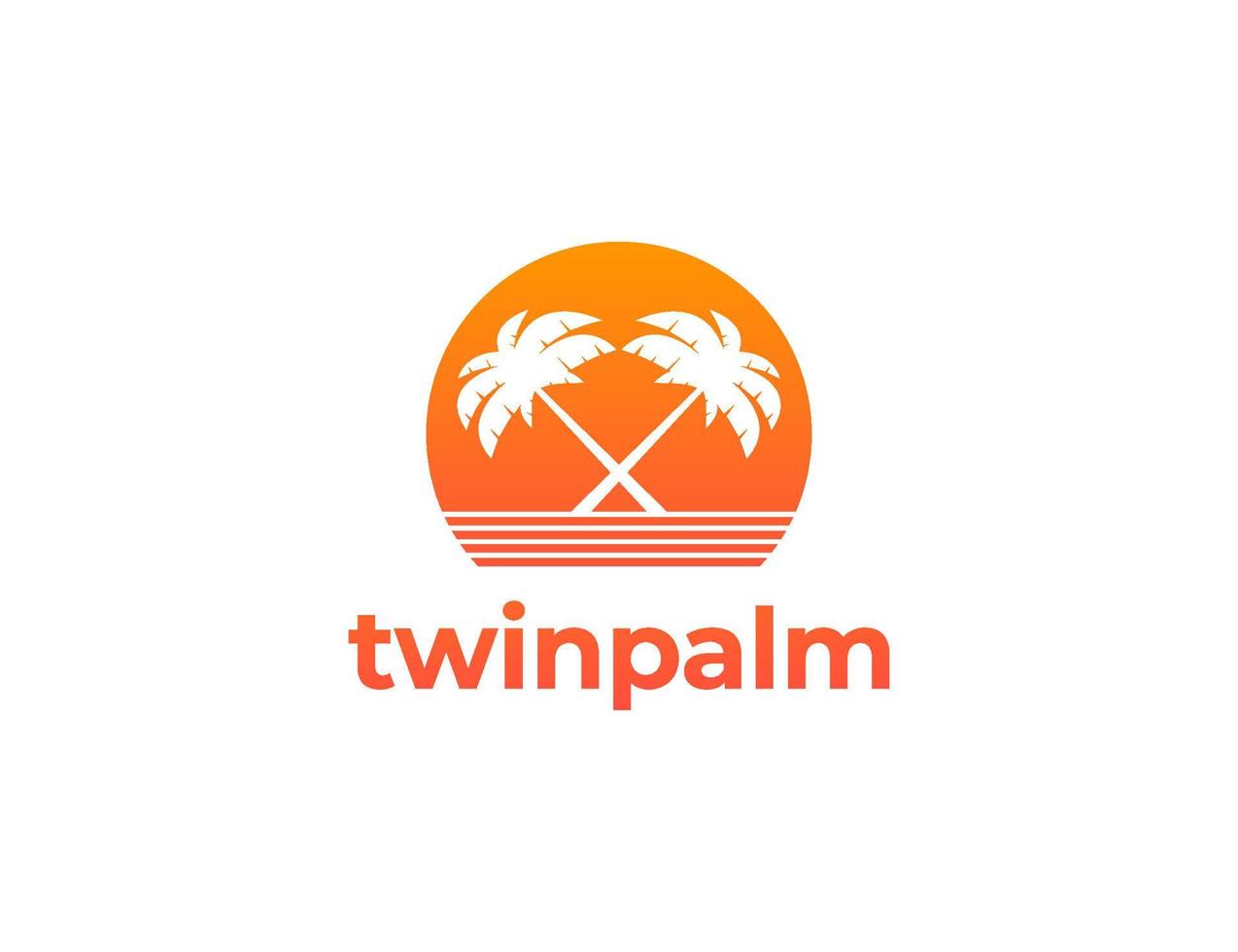Twin palm tree logo illustration vector