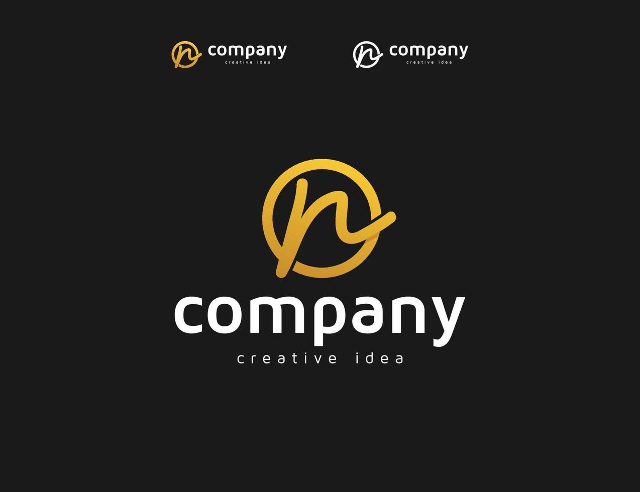 Elegant golden line signature letter n typography logo template vector