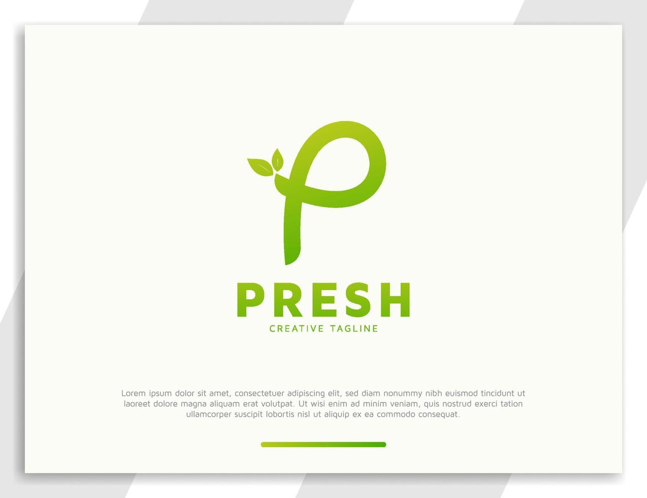 Fresh simple letter p logo with leaves vector