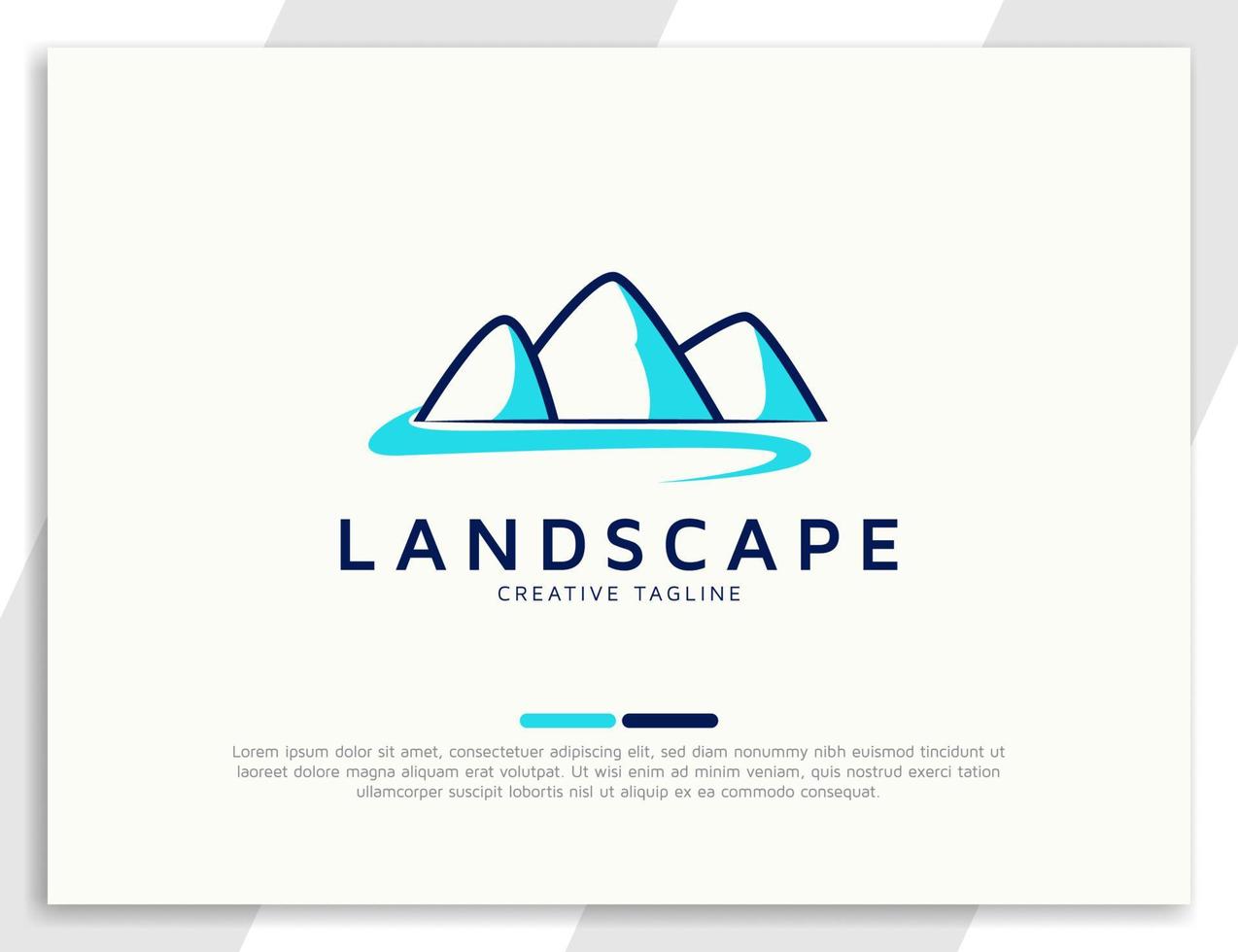 Mountain and river landscape logo design template vector