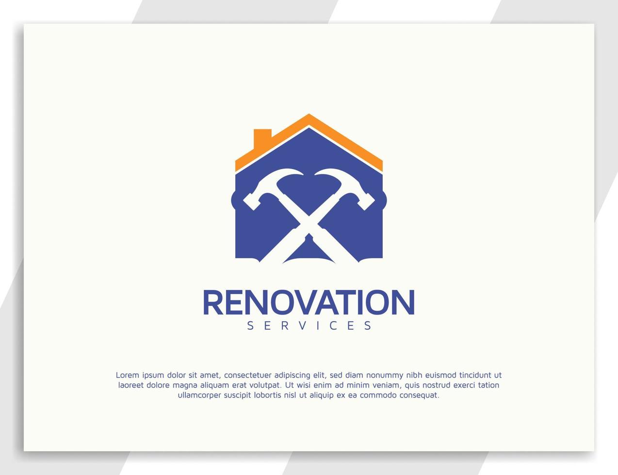 Renovation services logo design with hammer and home concept vector