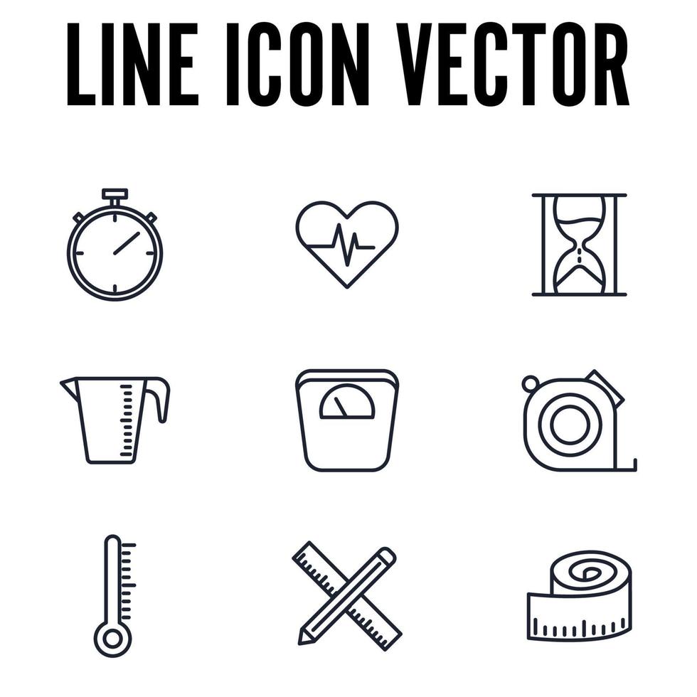 plantilla de símbolo de icono de conjunto de medición para ilustración de vector de logotipo de colección de diseño gráfico y web