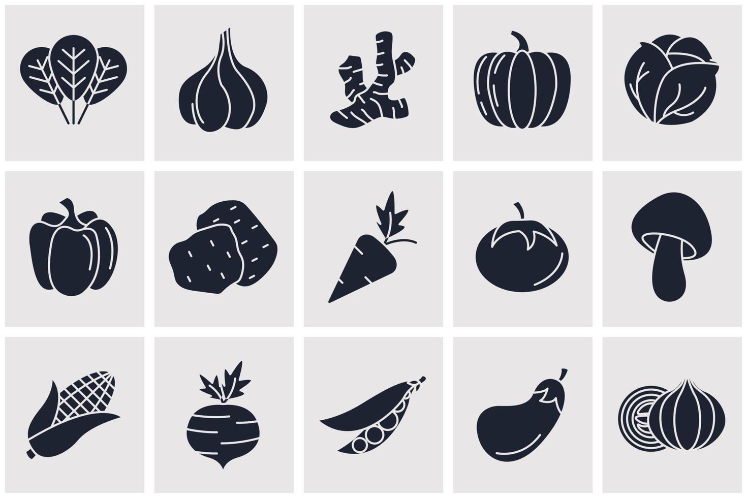 vegetariano, elementos vegetales establecer plantilla de símbolo de icono para la ilustración de vector de logotipo de colección de diseño gráfico y web