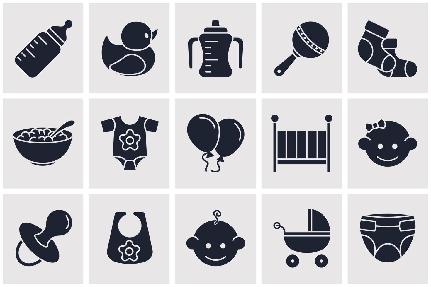 Babies, baby toys, feeding and care set icon symbol template for graphic and web design collection logo vector illustration