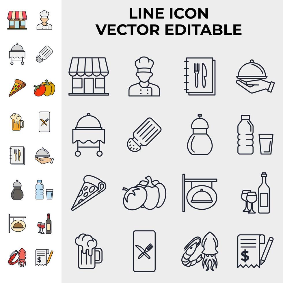 plantilla de símbolo de icono de conjunto de restaurante para ilustración de vector de logotipo de colección de diseño gráfico y web