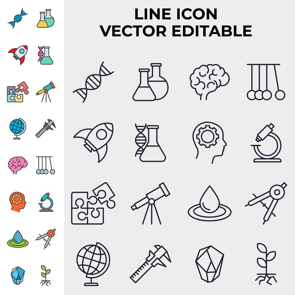 plantilla de símbolo de icono de conjunto de ciencia para ilustración de vector de logotipo de colección de diseño gráfico y web