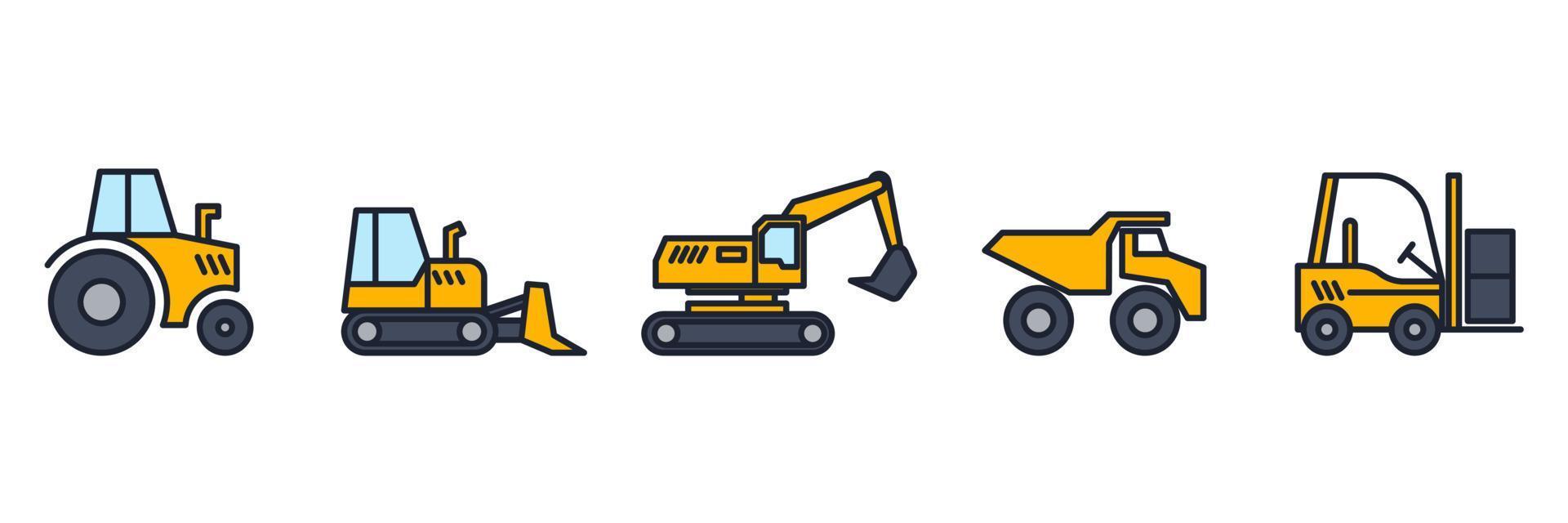 Transport, heavy duty machines set icon symbol template for graphic and web design collection logo vector illustration