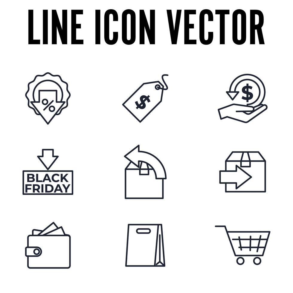 plantilla de símbolo de icono de conjunto de gran venta de viernes negro para ilustración de vector de logotipo de colección de diseño gráfico y web