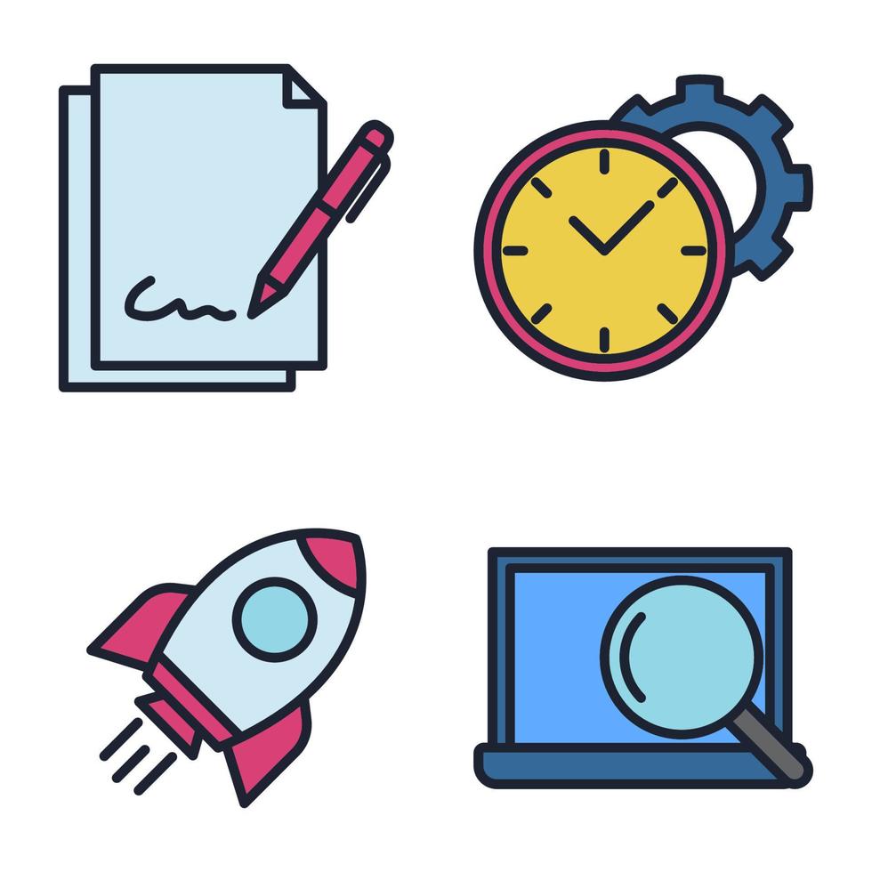 negocio, marketing digital conjunto icono símbolo plantilla para diseño gráfico y web colección logo vector ilustración
