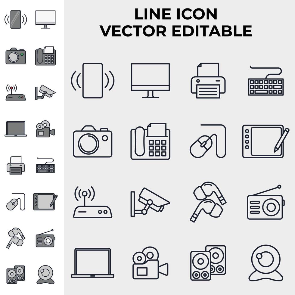 plantilla de símbolo de icono de conjunto de dispositivos de tecnología para ilustración de vector de logotipo de colección de diseño gráfico y web