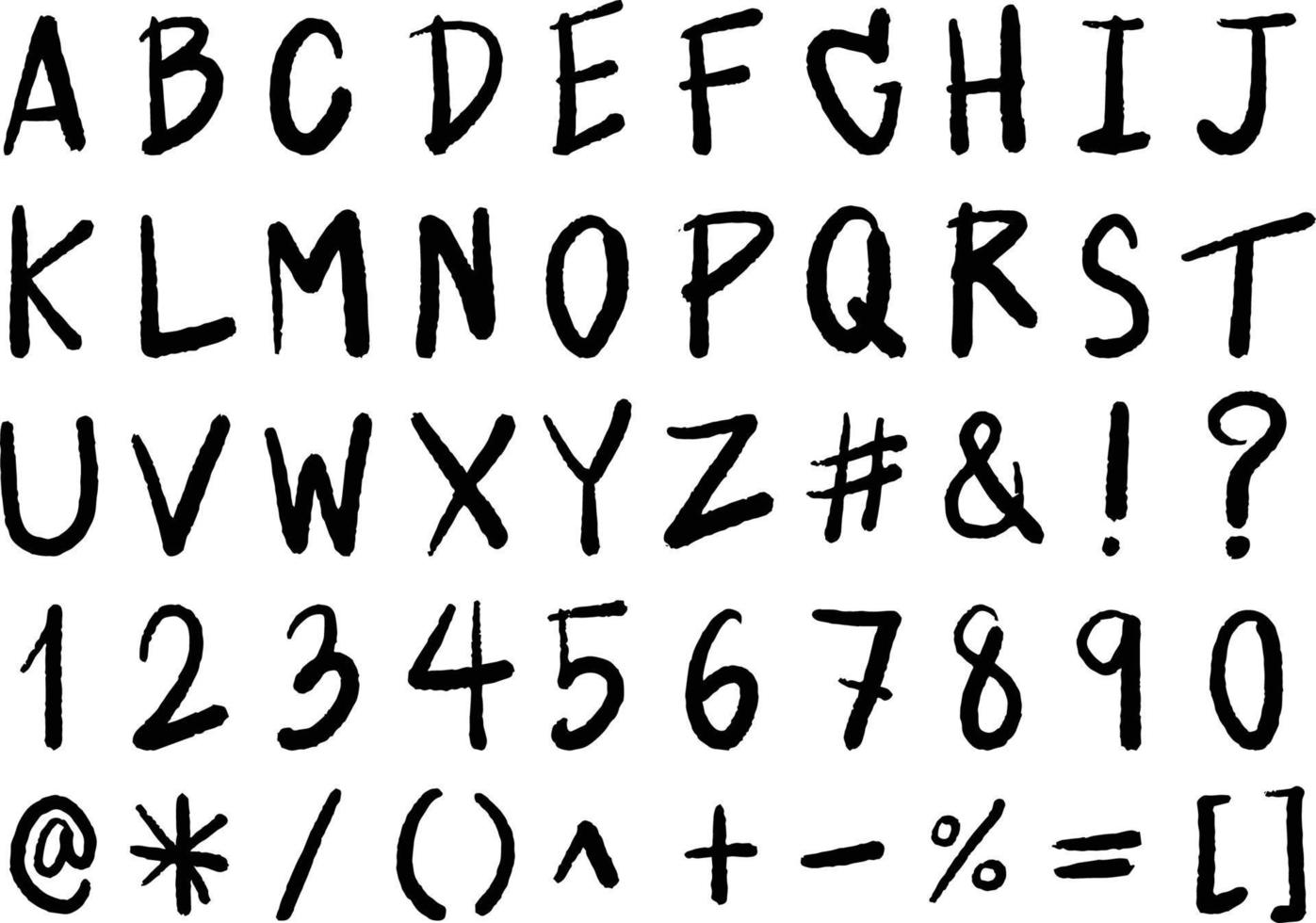 Vector set of free hand alphabet