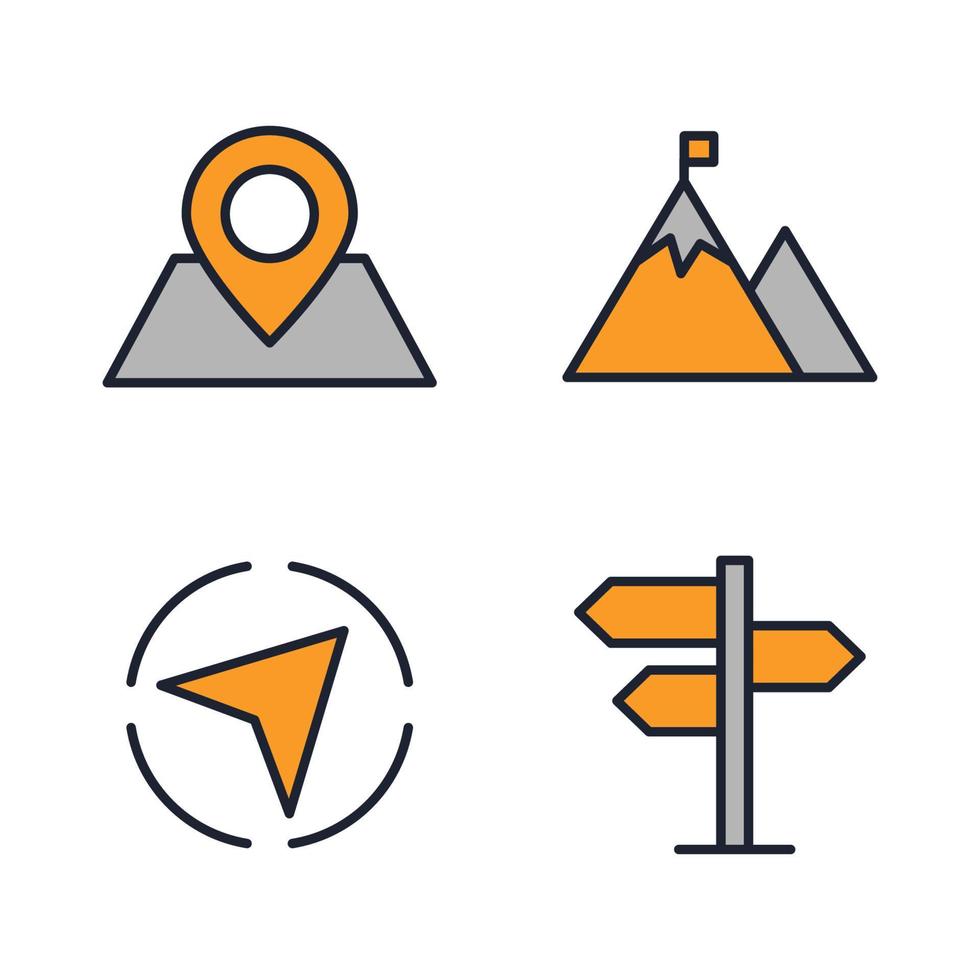 navegación. ubicación, elementos gps establecer plantilla de símbolo de icono para la ilustración de vector de logotipo de colección de diseño gráfico y web