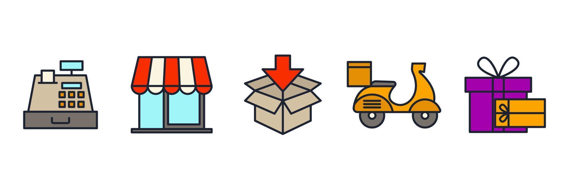 ecommerce. online shopping set icon symbol template for graphic and web design collection logo vector illustration