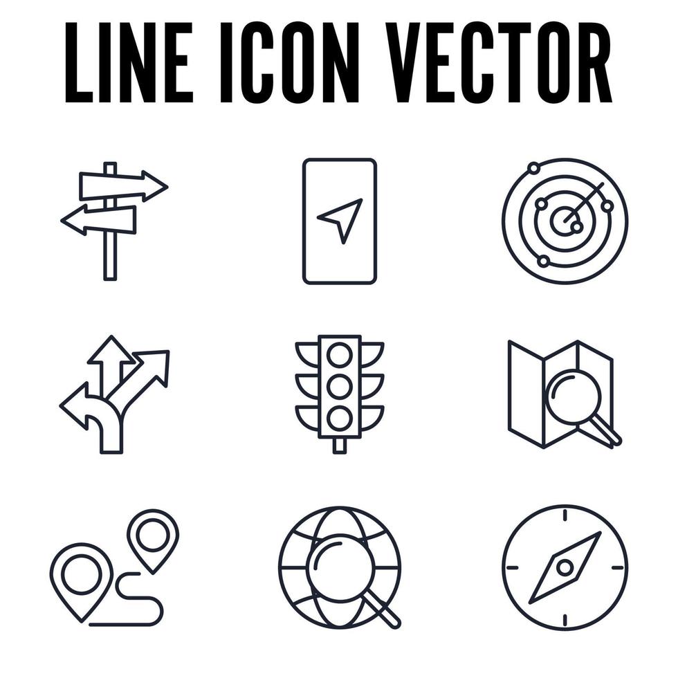 plantilla de símbolo de icono de conjunto de ubicación de mapa y navegación para ilustración de vector de logotipo de colección de diseño gráfico y web