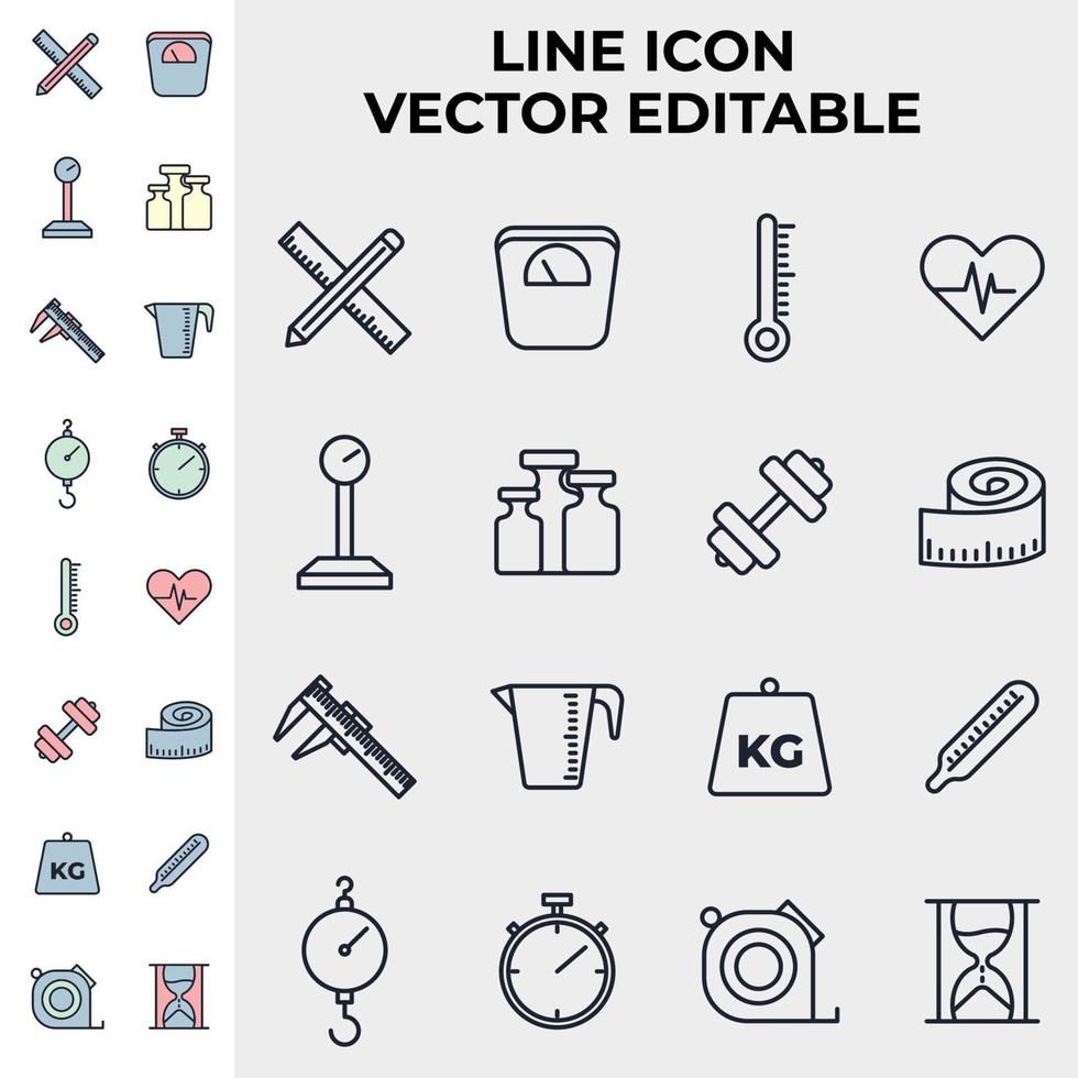 plantilla de símbolo de icono de conjunto de medición para ilustración de vector de logotipo de colección de diseño gráfico y web