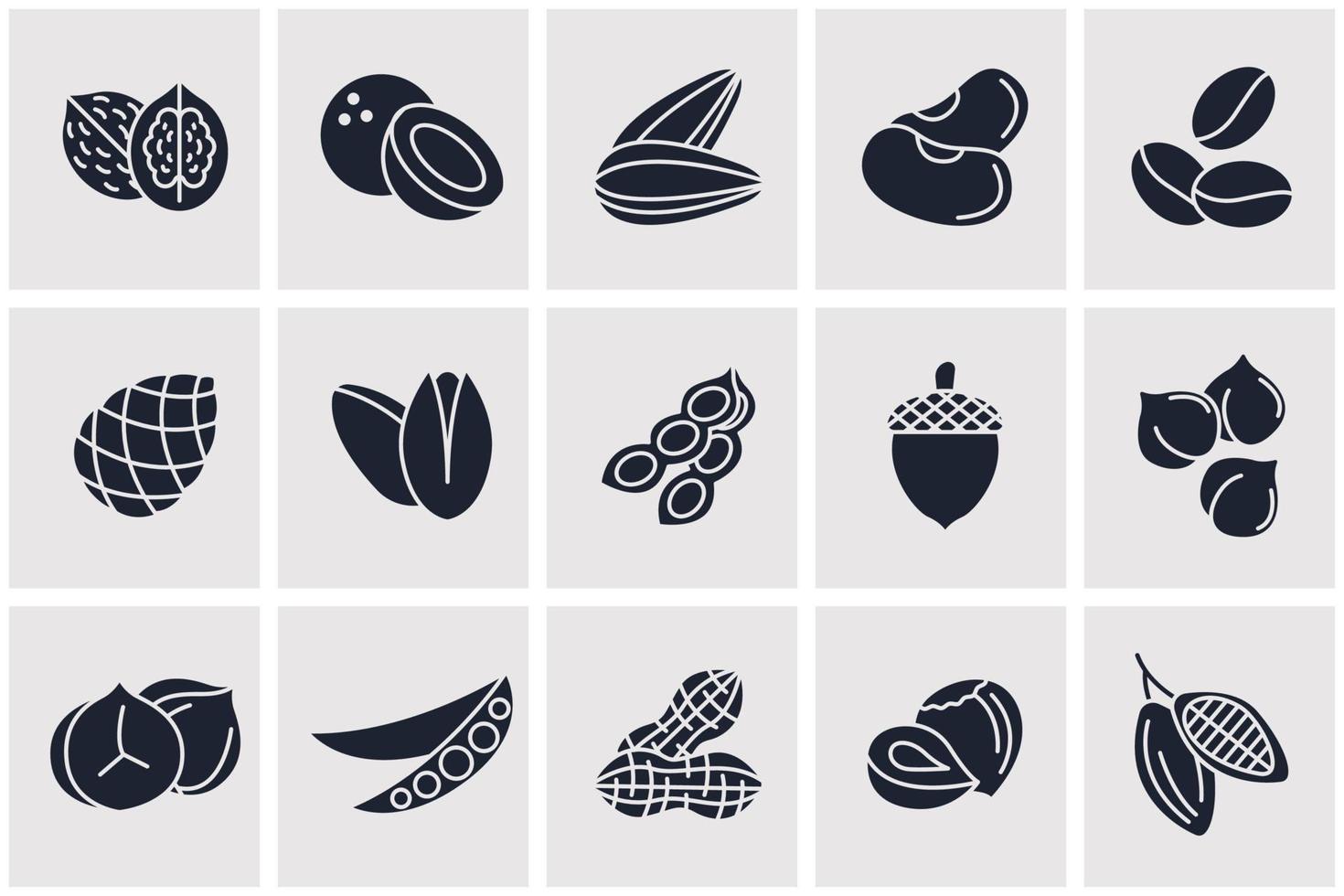 Nuts, seeds and beans elements set icon symbol template for graphic and web design collection logo vector illustration