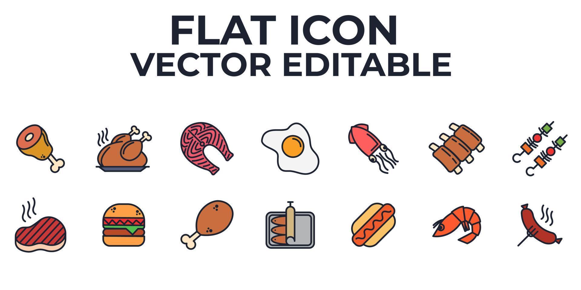 Meat food set icon symbol template for graphic and web design collection logo vector illustration