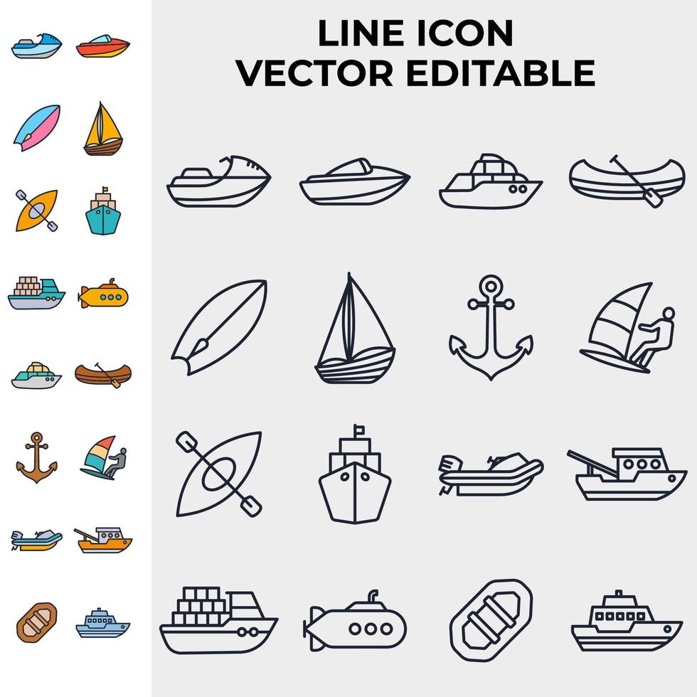 plantilla de símbolo de icono de conjunto de transporte de agua para ilustración de vector de logotipo de colección de diseño gráfico y web