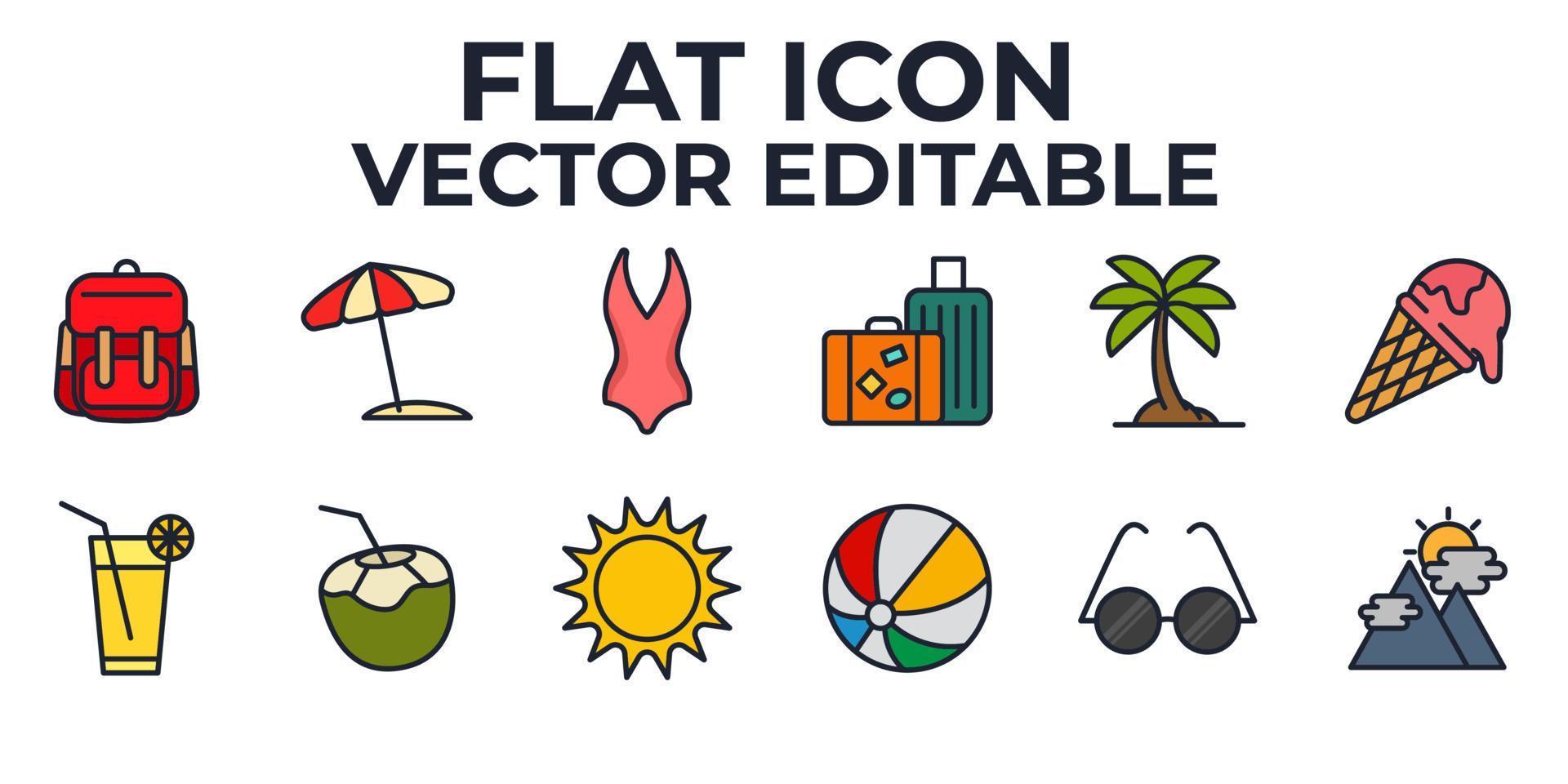 summer vacation set icon symbol template for graphic and web design collection logo vector illustration