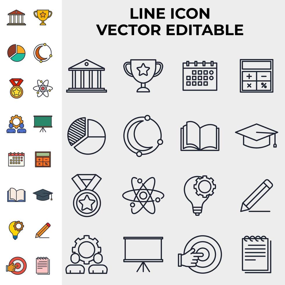 plantilla de símbolo de icono de conjunto de educación para ilustración de vector de logotipo de colección de diseño gráfico y web