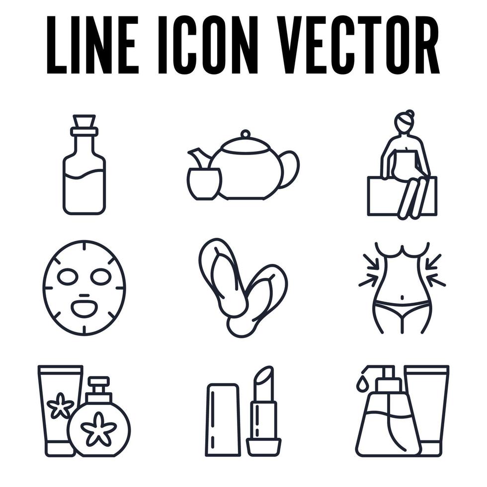 plantilla de símbolo de icono de conjunto de spa y belleza para ilustración de vector de logotipo de colección de diseño gráfico y web