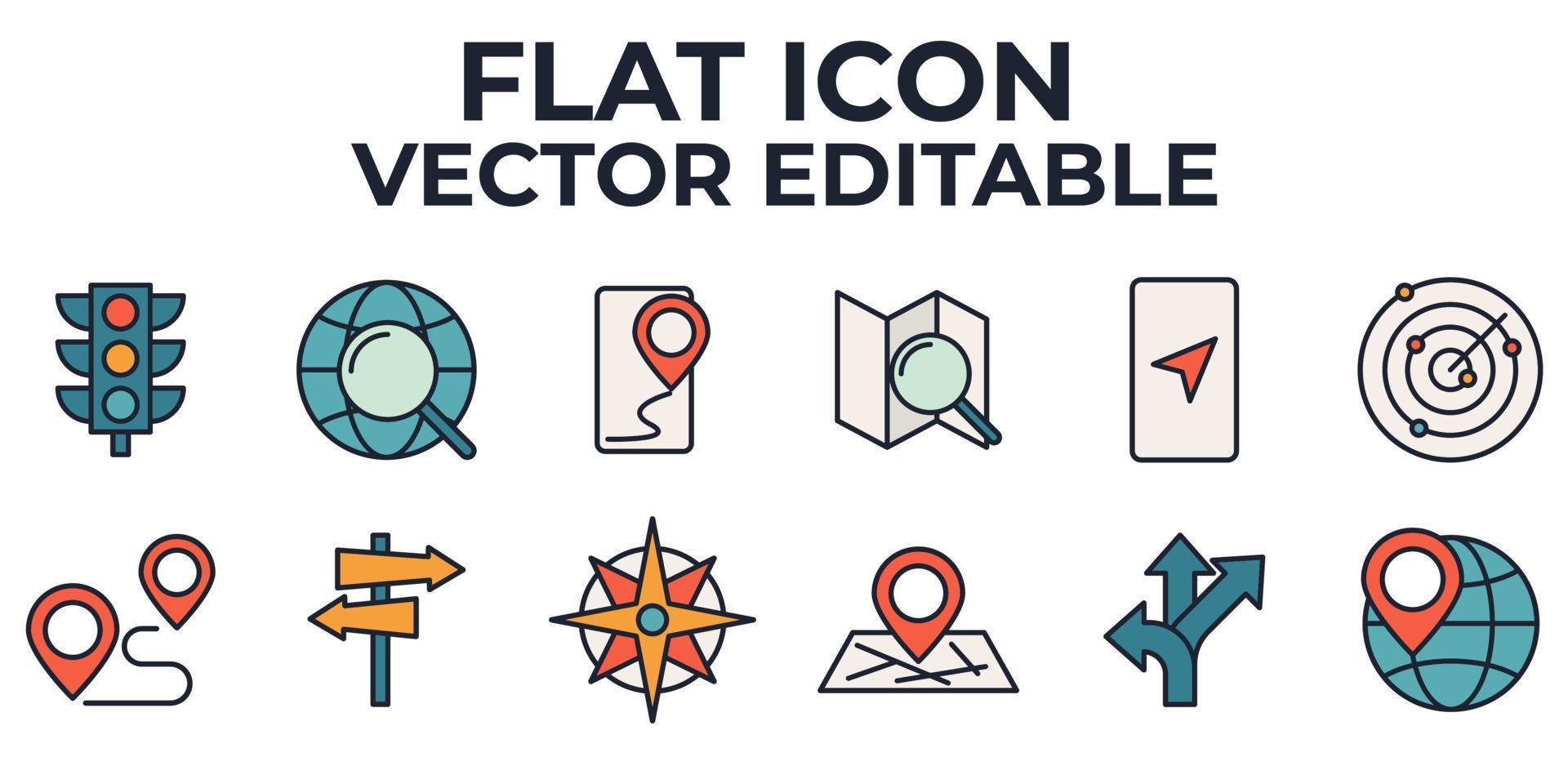 Map location and navigation set icon symbol template for graphic and web design collection logo vector illustration