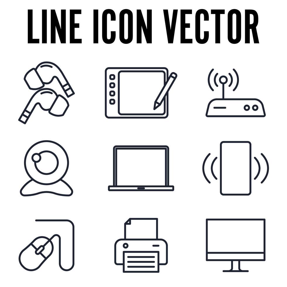technology device set icon symbol template for graphic and web design collection logo vector illustration