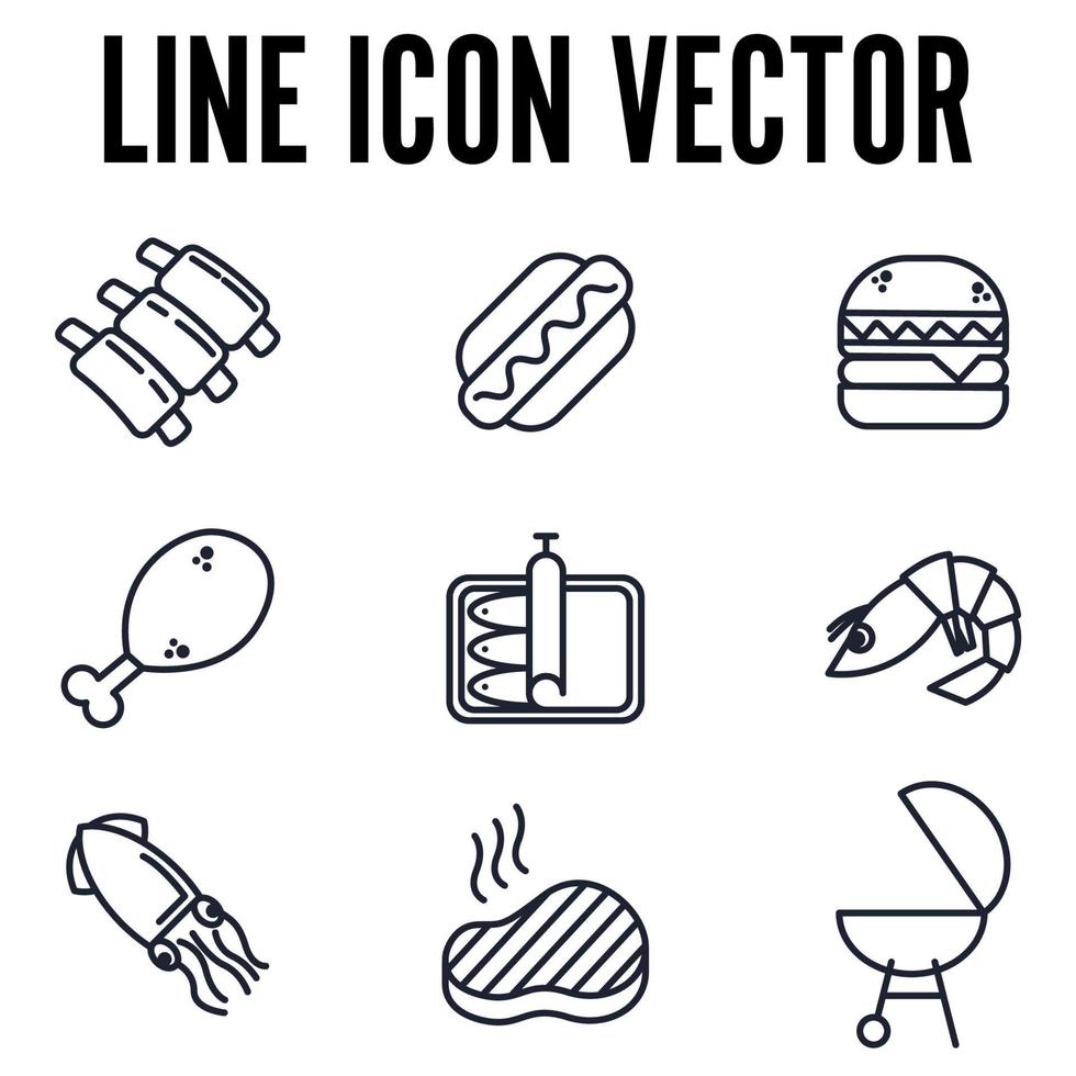 plantilla de símbolo de icono de conjunto de comida de carne para ilustración de vector de logotipo de colección de diseño gráfico y web