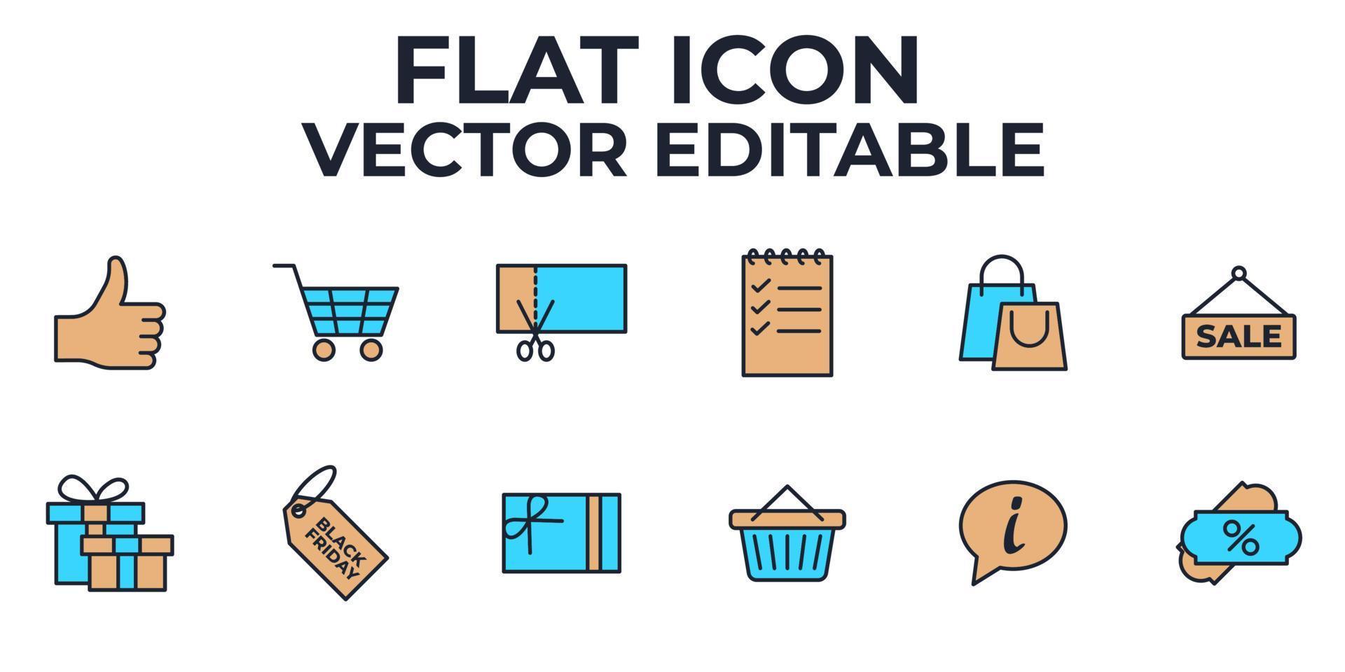 Market Shopping elements set icon symbol template for graphic and web design collection logo vector illustration