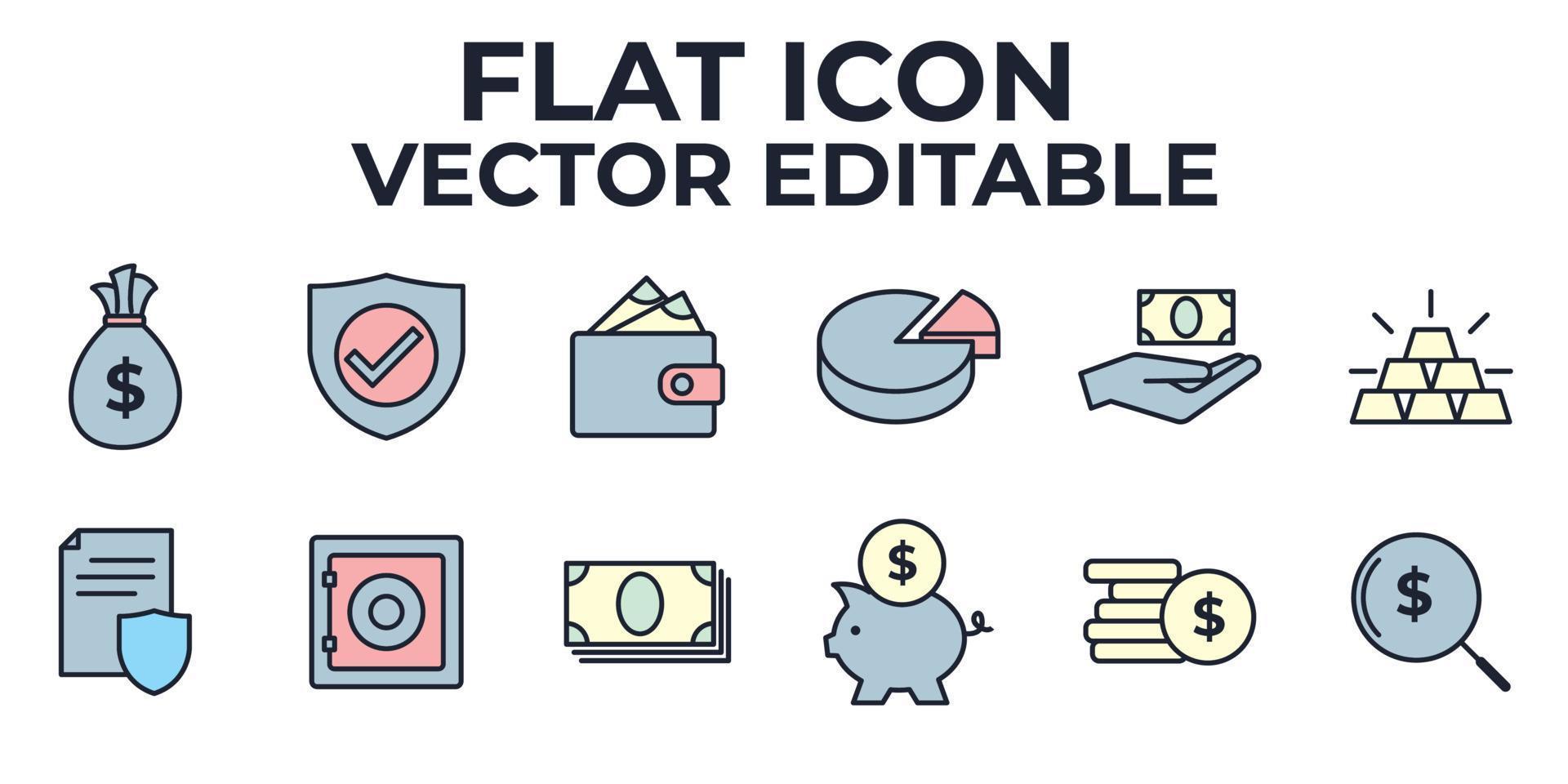 money, finance, payments set icon symbol template for graphic and web design collection logo vector illustration
