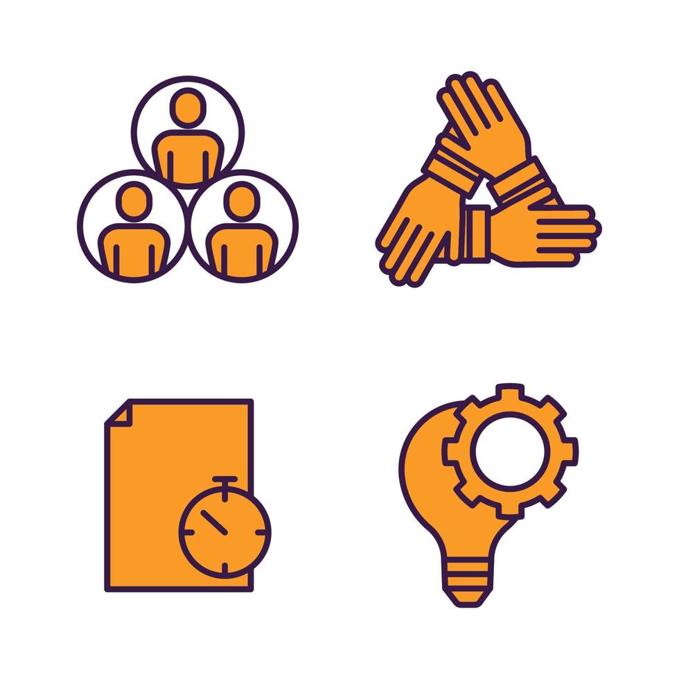 conjunto de elementos de trabajo en equipo de negocios plantilla de símbolo de icono para ilustración de vector de logotipo de colección de diseño gráfico y web