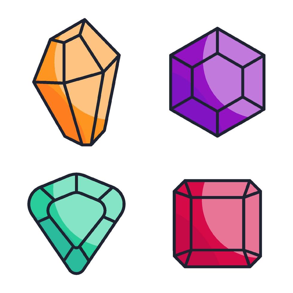 gemas joyas y diamantes conjunto icono símbolo plantilla para diseño gráfico y web colección logo vector ilustración