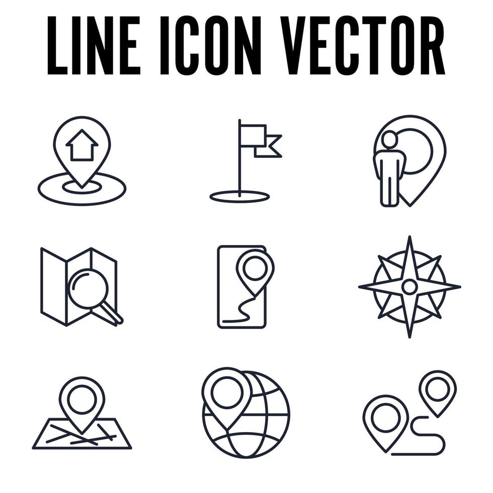 plantilla de símbolo de icono de conjunto de ubicación de mapa y navegación para ilustración de vector de logotipo de colección de diseño gráfico y web