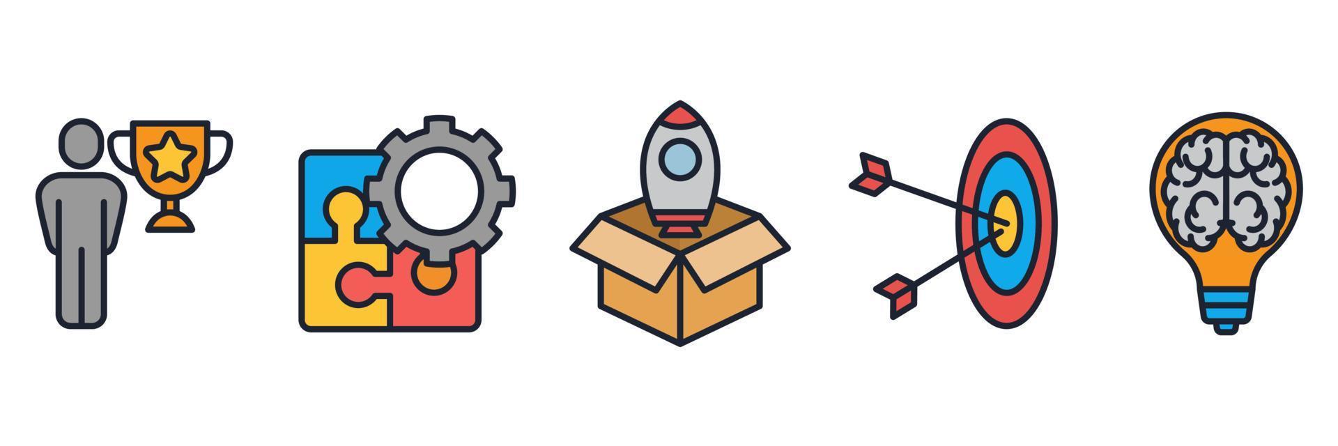startup set icon symbol template for graphic and web design collection logo vector illustration