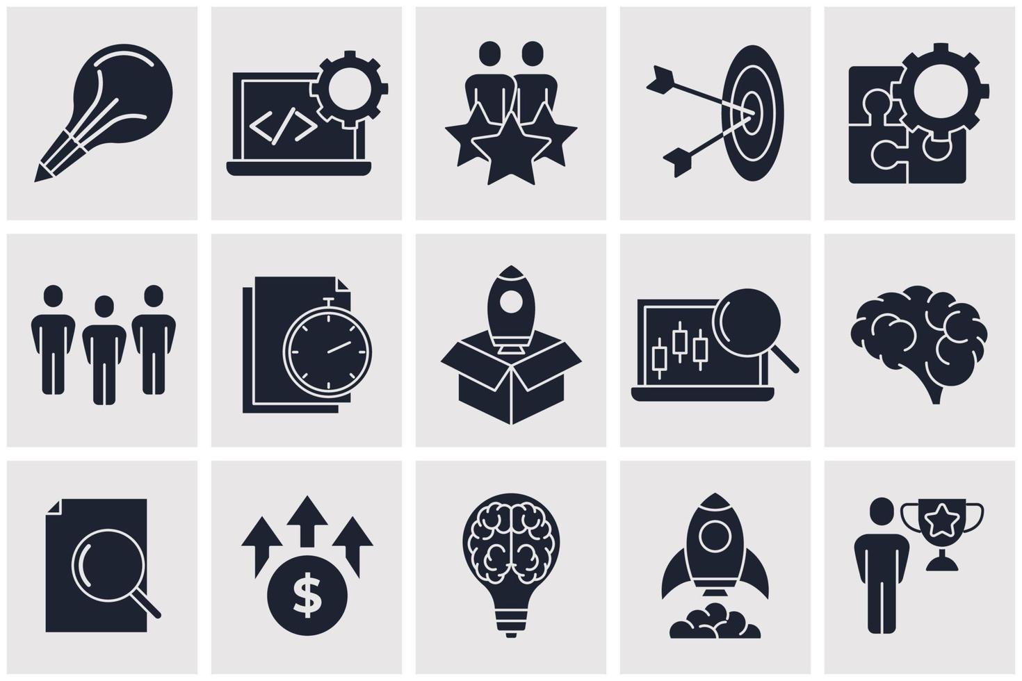 startup set icon symbol template for graphic and web design collection logo vector illustration