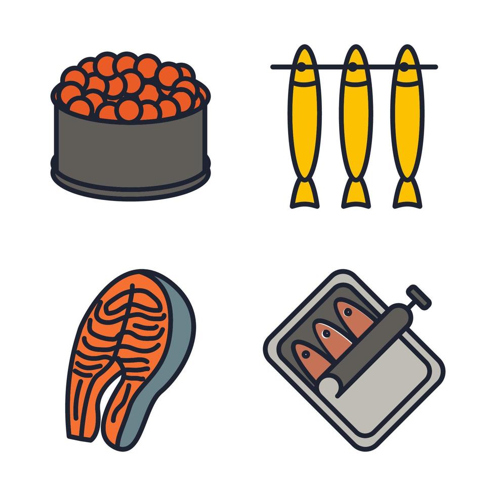 Fish and seafood set icon symbol template for graphic and web design collection logo vector illustration