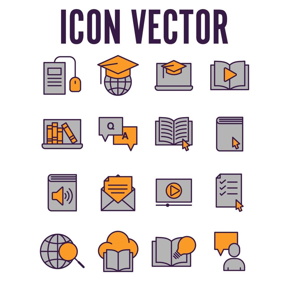 educación en línea. plantilla de símbolo de icono de conjunto de aprendizaje electrónico para ilustración de vector de logotipo de colección de diseño gráfico y web