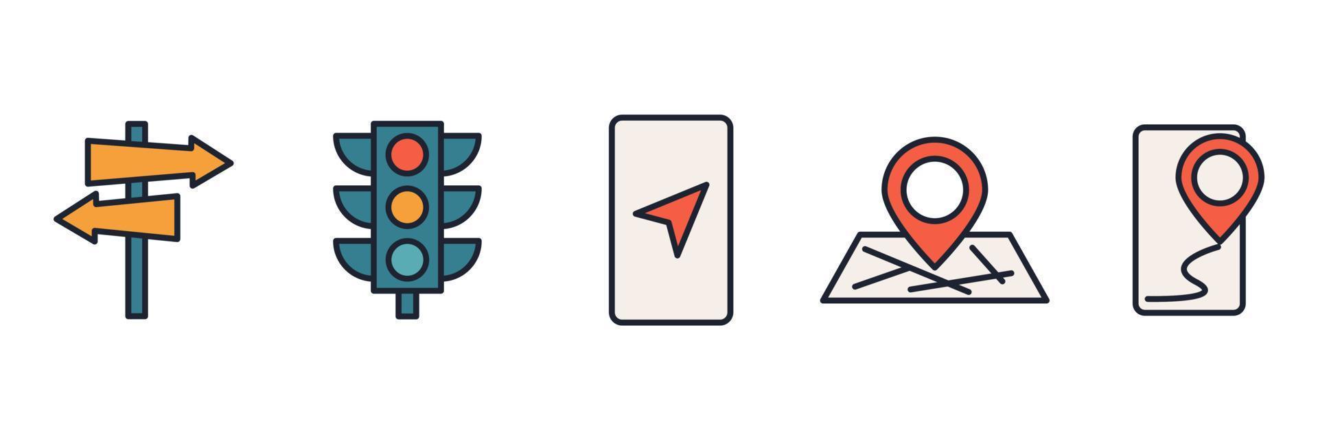 Map location and navigation set icon symbol template for graphic and web design collection logo vector illustration