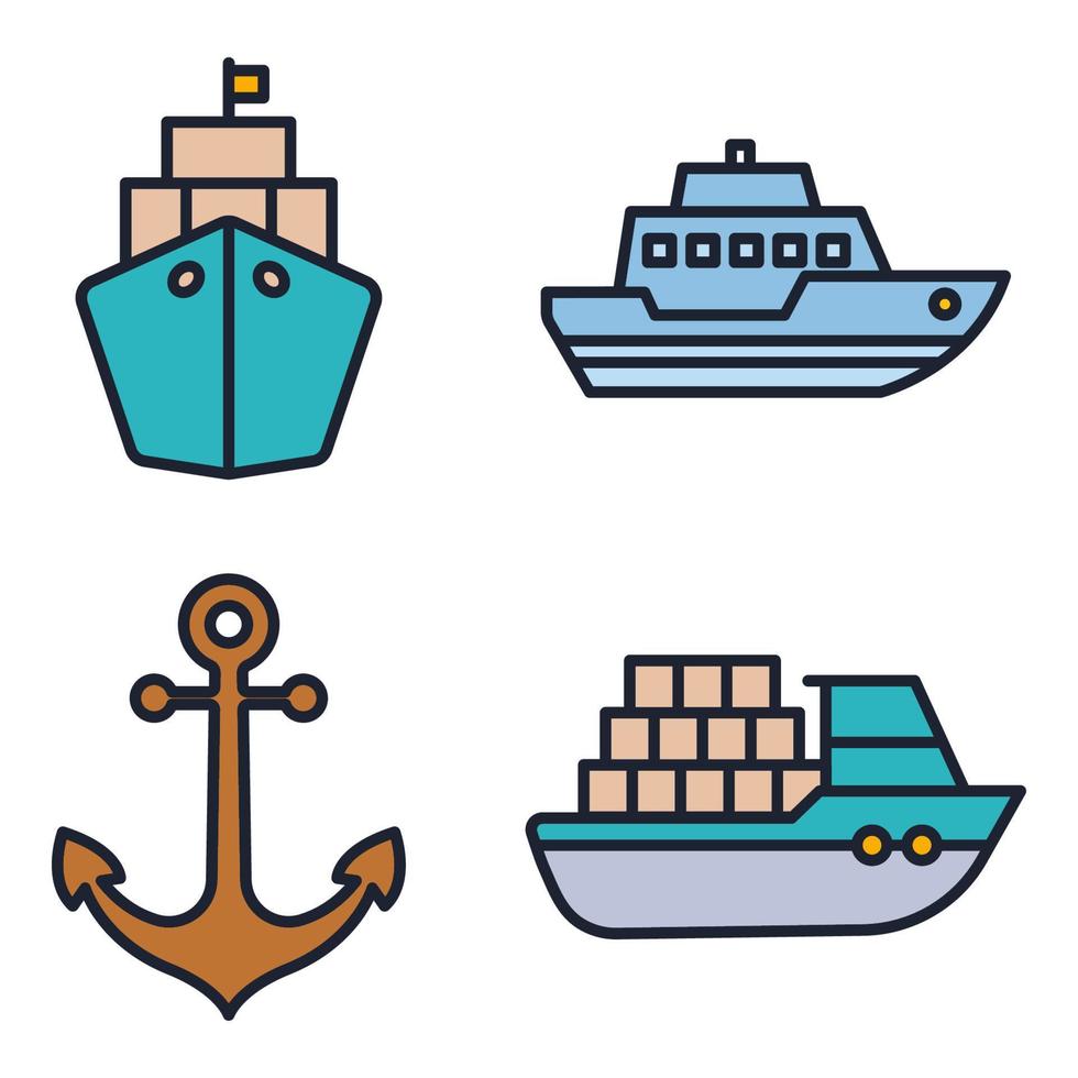 plantilla de símbolo de icono de conjunto de transporte de agua para ilustración de vector de logotipo de colección de diseño gráfico y web
