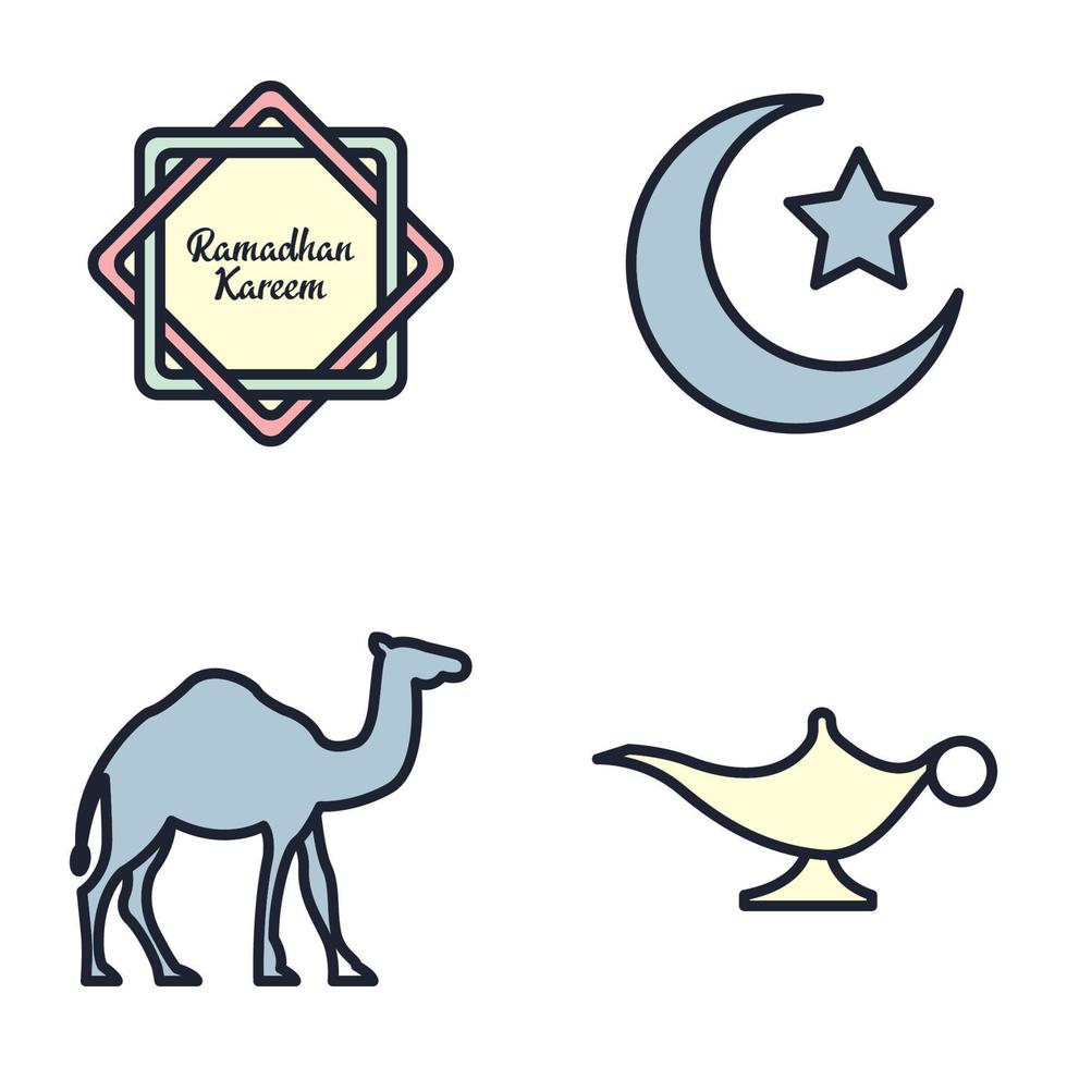 islámico popular. conjunto de elementos de ramadan kareem plantilla de símbolo de icono para ilustración de vector de logotipo de colección de diseño gráfico y web